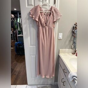 Pink Pleated Midi Dress